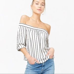 F21 NWOT Striped off the shoulder top